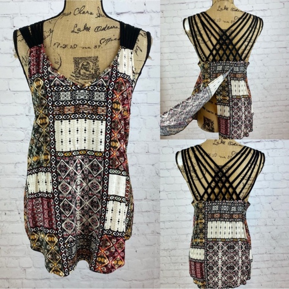I.N. San Francisco Patchwork Print Strappy Back Top